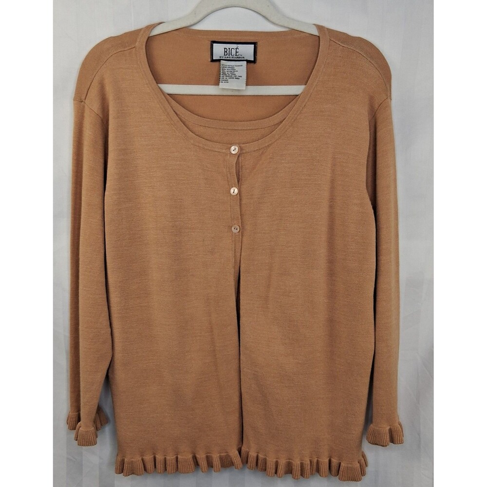 Bice Sweater Set Silk Blend Camel Colored Size L